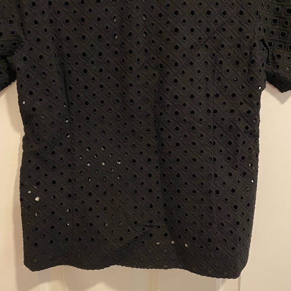 Rebecca Taylor Black Short Sleeve Eyelet Cropped Blouse Top Size 6 NWT - Picture 14 of 15